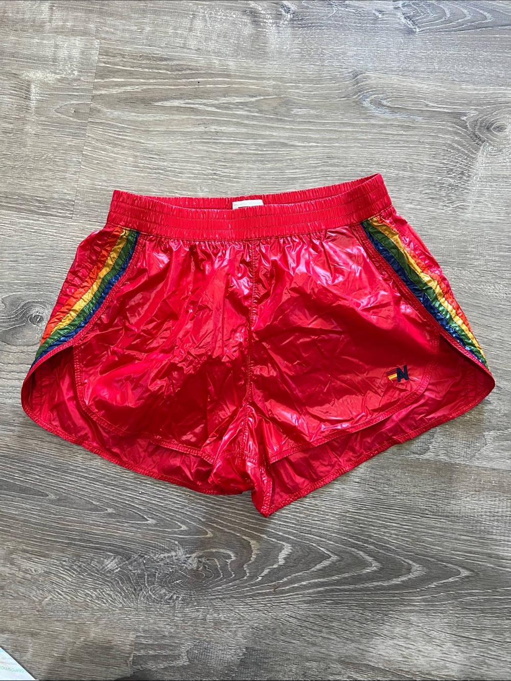 Aviator Nation Women’s Dresden 5 stripe Nylon Shorts with Red Sz Small